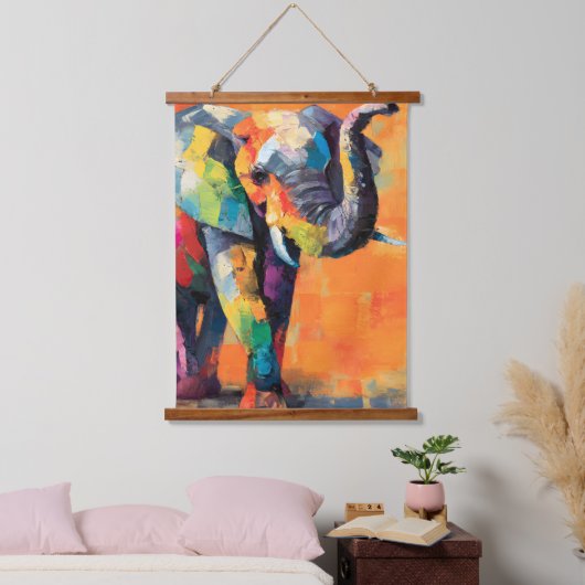 Abstracte Happy Rainbow Elephant Hangend Wandkleed (Slaapkamer)