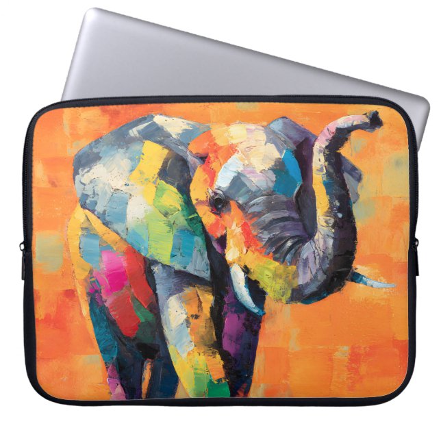 Abstracte Happy Rainbow Elephant Laptop Sleeve (Voorkant)