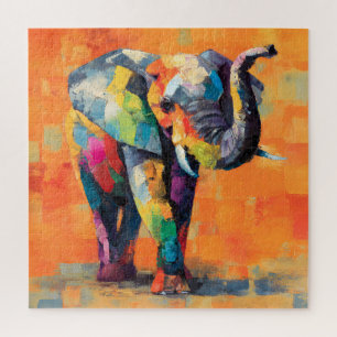 Abstracte Happy Rainbow Elephant Legpuzzel