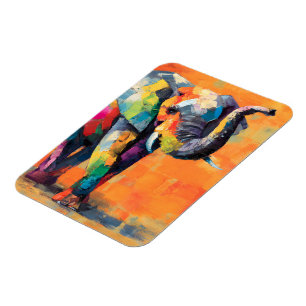 Abstracte Happy Rainbow Elephant Magneet