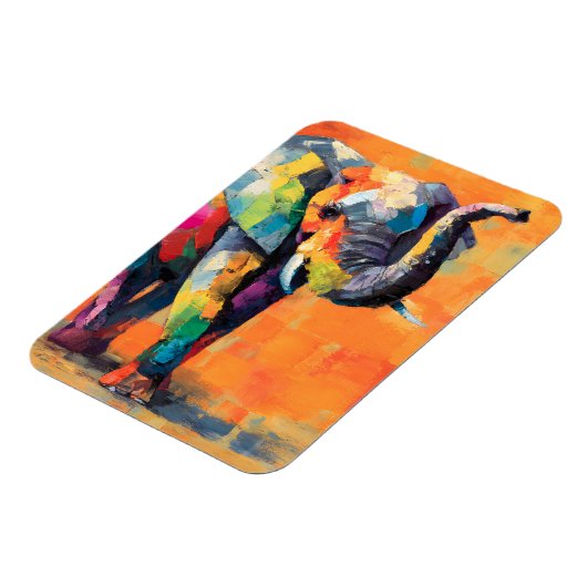 Abstracte Happy Rainbow Elephant Magneet (Linkerzijde)