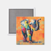 Abstracte Happy Rainbow Elephant Magneet (Voorkant / Achterkant)