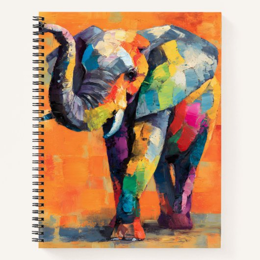 Abstracte Happy Rainbow Elephant Notitieboek (Voorkant)