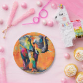 Abstracte Happy Rainbow Elephant Papieren Bordje (Feest)