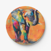 Abstracte Happy Rainbow Elephant Papieren Bordje (Voorkant)