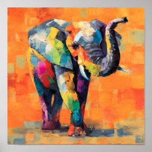 Abstracte Happy Rainbow Elephant Poster