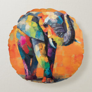 Abstracte Happy Rainbow Elephant Rond Kussen