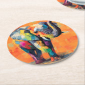 Abstracte Happy Rainbow Elephant Ronde Kartonnen Onderzetter (Gebogen)