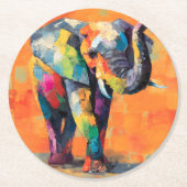Abstracte Happy Rainbow Elephant Ronde Kartonnen Onderzetter (Voorkant)