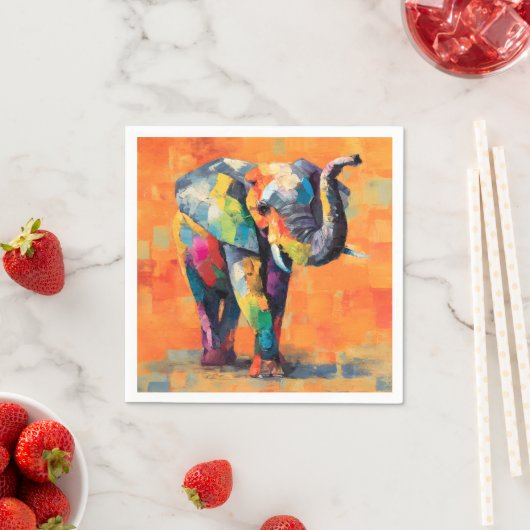 Abstracte Happy Rainbow Elephant Servet (Insitu)