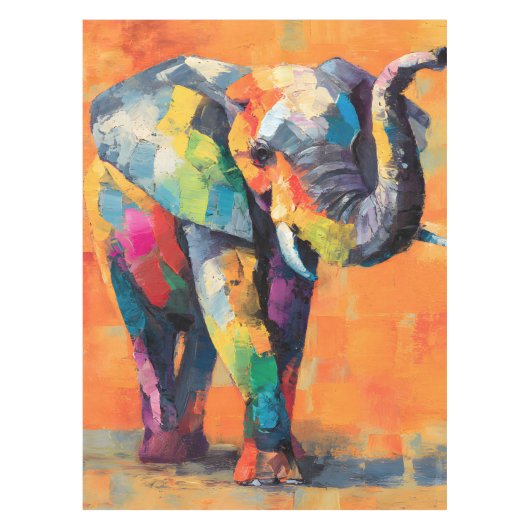 Abstracte Happy Rainbow Elephant Tafelkleed (Voorkant)