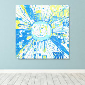 Abstracte Happy Whimsical Sun Word Art Canvas Afdruk (Insitu (Houten vloer))