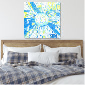 Abstracte Happy Whimsical Sun Word Art Canvas Afdruk (Insitu (Slaapkamer))