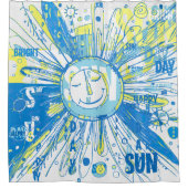 Abstracte Happy Whimsical Sun Word Art Douchegordijn (Voorkant)
