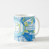 Abstracte Happy Whimsical Sun Word Art Koffiemok (Voorkant rechts)