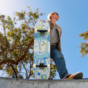 Abstracte Happy Whimsical Sun Word Art Persoonlijk Skateboard