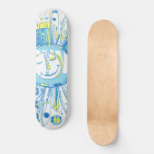 Abstracte Happy Whimsical Sun Word Art Persoonlijk Skateboard (Voorkant)