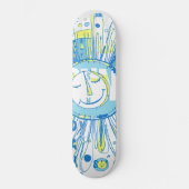Abstracte Happy Whimsical Sun Word Art Persoonlijk Skateboard (Voorkant)