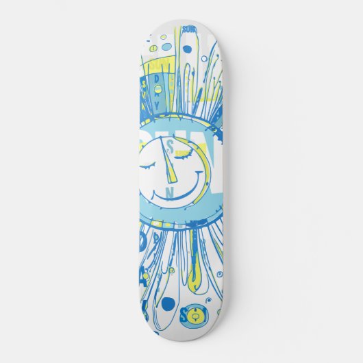 Abstracte Happy Whimsical Sun Word Art Persoonlijk Skateboard (Voorkant)