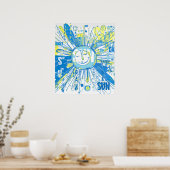 Abstracte Happy Whimsical Sun Word Art Poster (Keuken)