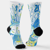 Abstracte Happy Whimsical Sun Word Art Sokken (Gebogen)