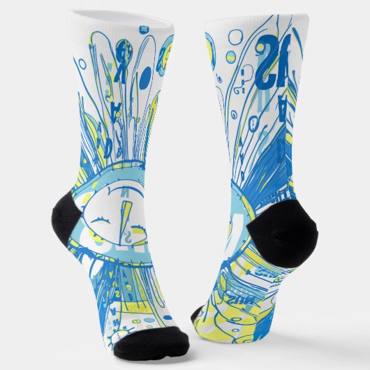 Abstracte Happy Whimsical Sun Word Art Sokken (Gebogen)