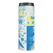 Abstracte Happy Whimsical Sun Word Art Thermosbeker (Achterkant)