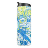 Abstracte Happy Whimsical Sun Word Art Thermosbeker (Geroteerd rechts)