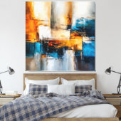 Abstracte Harmonie: Lijnen, Licht, Vormen Canvas Afdruk (Insitu (Slaapkamer))