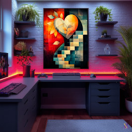 Abstracte Hart Kunst - Geometrische Liefde Ontwerp Poster