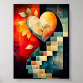 Abstracte Hart Kunst - Geometrische Liefde Ontwerp Poster (Voorkant)