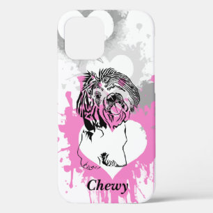 Abstracte harten Blk-Inked Shih Tzu iPhone 12 Hoes