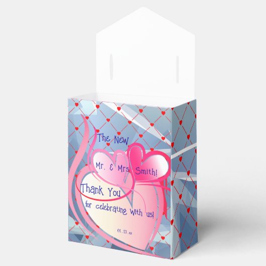 Abstracte harten bruiloft feest viering bedankdoosjes (Geopend)