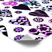 Abstracte harten en bloemen Moderne Pop voor kleur Poster (Hoek)