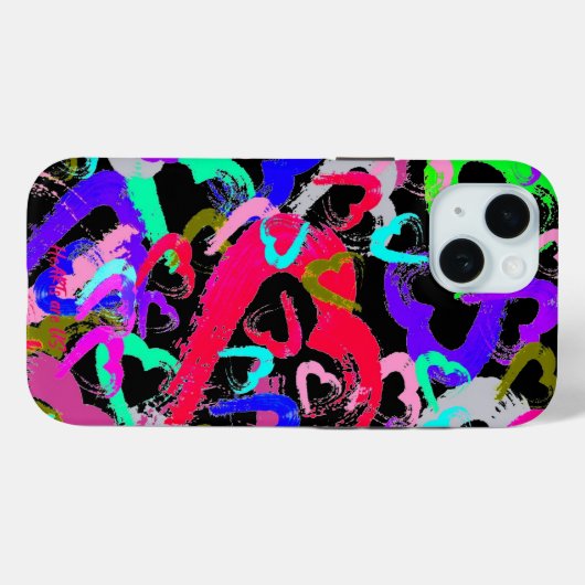 Abstracte harten iPhone 15 Hoesje (Achterkant (horizontaal))