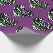 Abstracte harten op paarse liefde, valentijn cadeaupapier (Hoek)