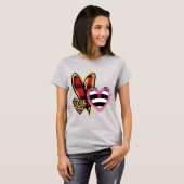 Abstracte harten Rood Pset Cheetah Zwarte Stripe T-shirt (Voorkant volledig)