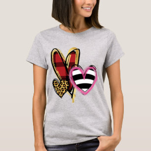Abstracte harten Rood Pset Cheetah Zwarte Stripe T-shirt