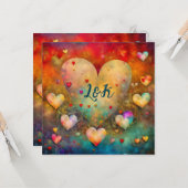 Abstracte harten Valentijnsdag gepersonaliseerd Kaart (Voorkant / Achterkant in situ)