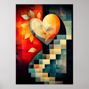 Abstracte Hartkunst - Geometrisch Liefdesontwerp Poster