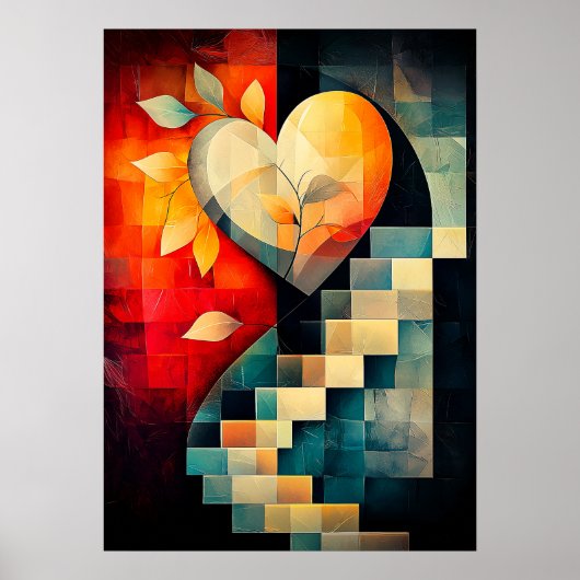 Abstracte Hartkunst - Geometrisch Liefdesontwerp Poster (Voorkant)