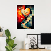 Abstracte Hartkunst - Geometrisch Liefdesontwerp Poster (Thuiskantoor)
