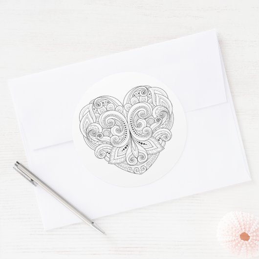 Abstracte hartslag ronde sticker (Envelop)