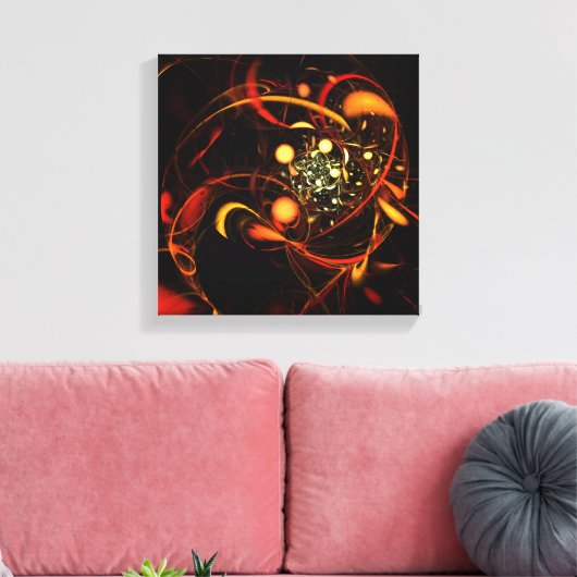 Abstracte hartslag zwart-wit canvas afdruk (Insitu (Woonkamer))