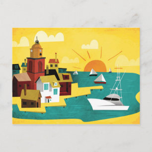 Abstracte havenstad briefkaart