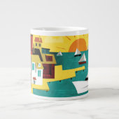 Abstracte havenstad grote koffiekop (Voorkant)