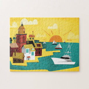 Abstracte havenstad legpuzzel