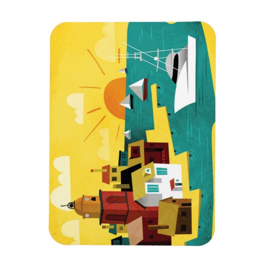 Abstracte havenstad magneet (Verticaal)