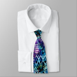 Abstracte Hawaiian Blue Tie Dye Stropdas