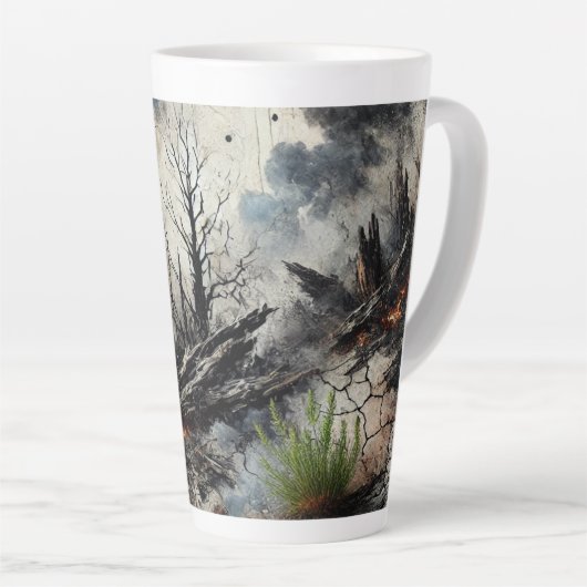 Abstracte Heart Latte Mok - Uniek Artistic Design (Rechterhoek)